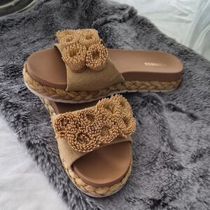 Express Beige Floral Espadrille Sandals